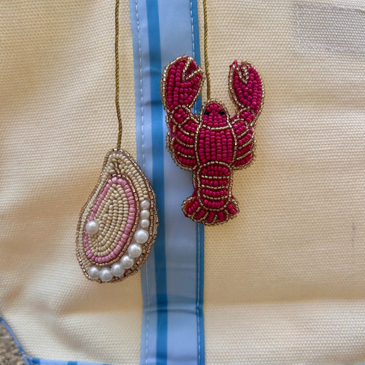 Lobster / Oyster Beaded Bag Charm