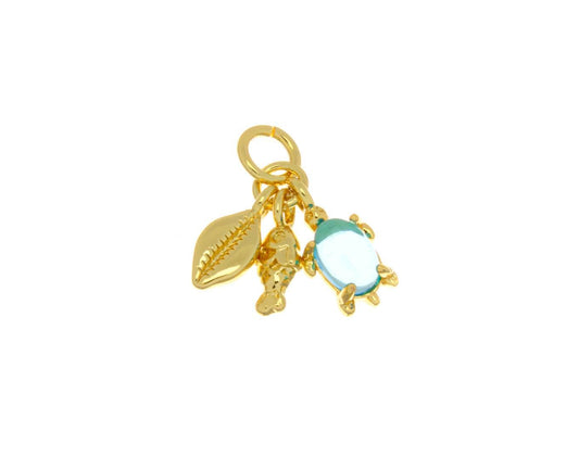 Gold Ocean Theme CZ Charms Trio
