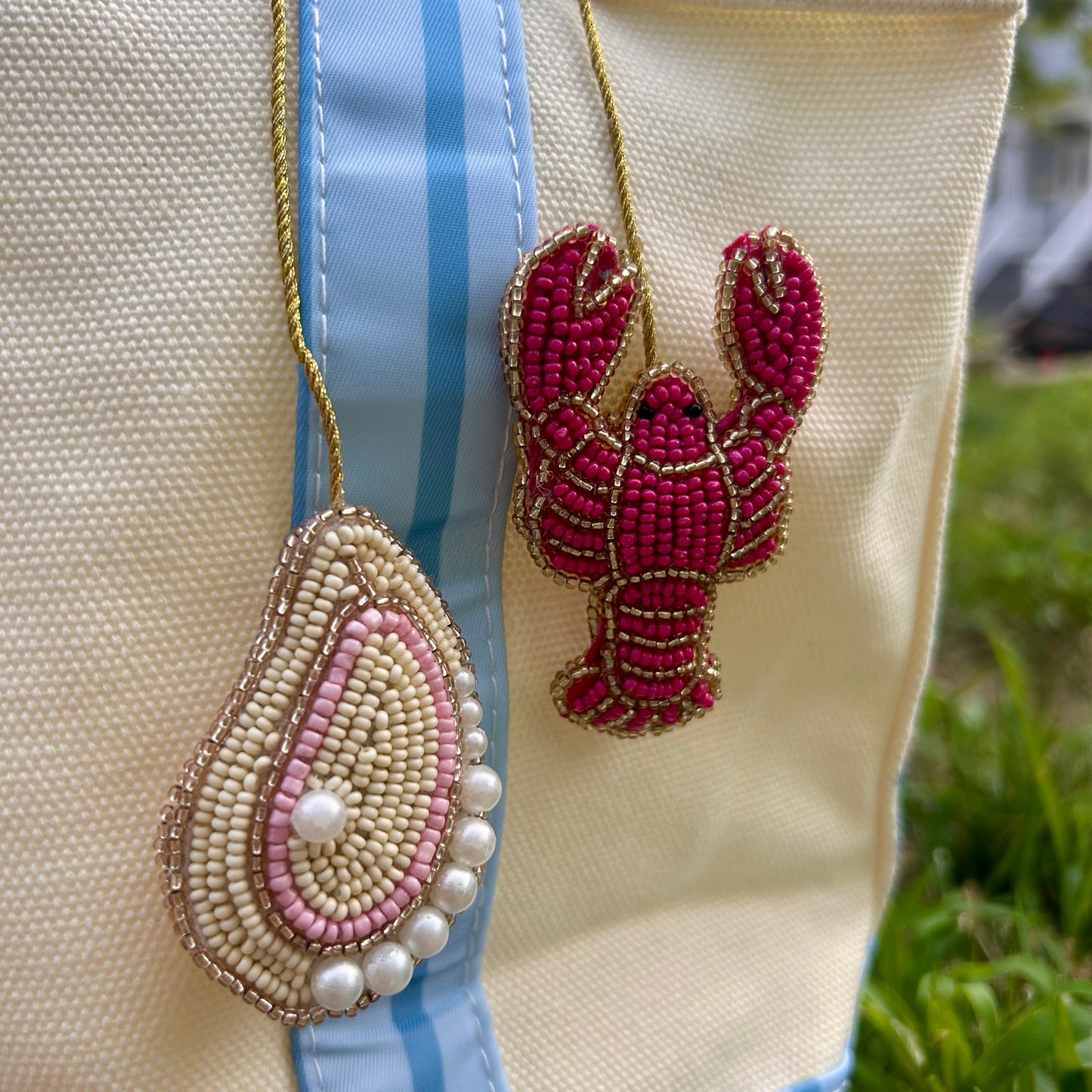 Lobster / Oyster Beaded Bag Charm