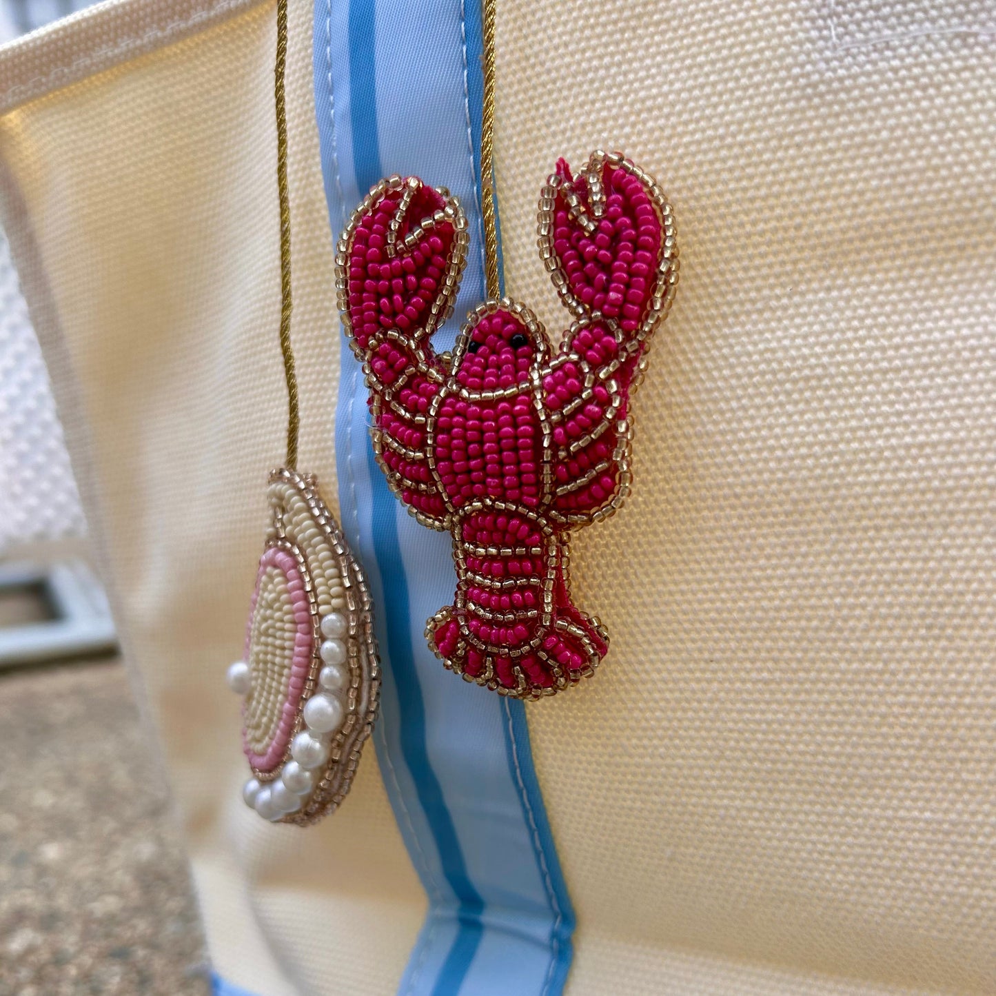 Lobster / Oyster Beaded Bag Charm
