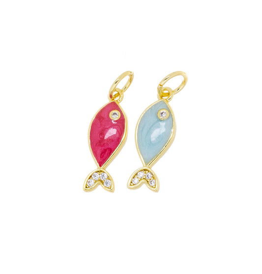 Mini Fish Charm With CZ
