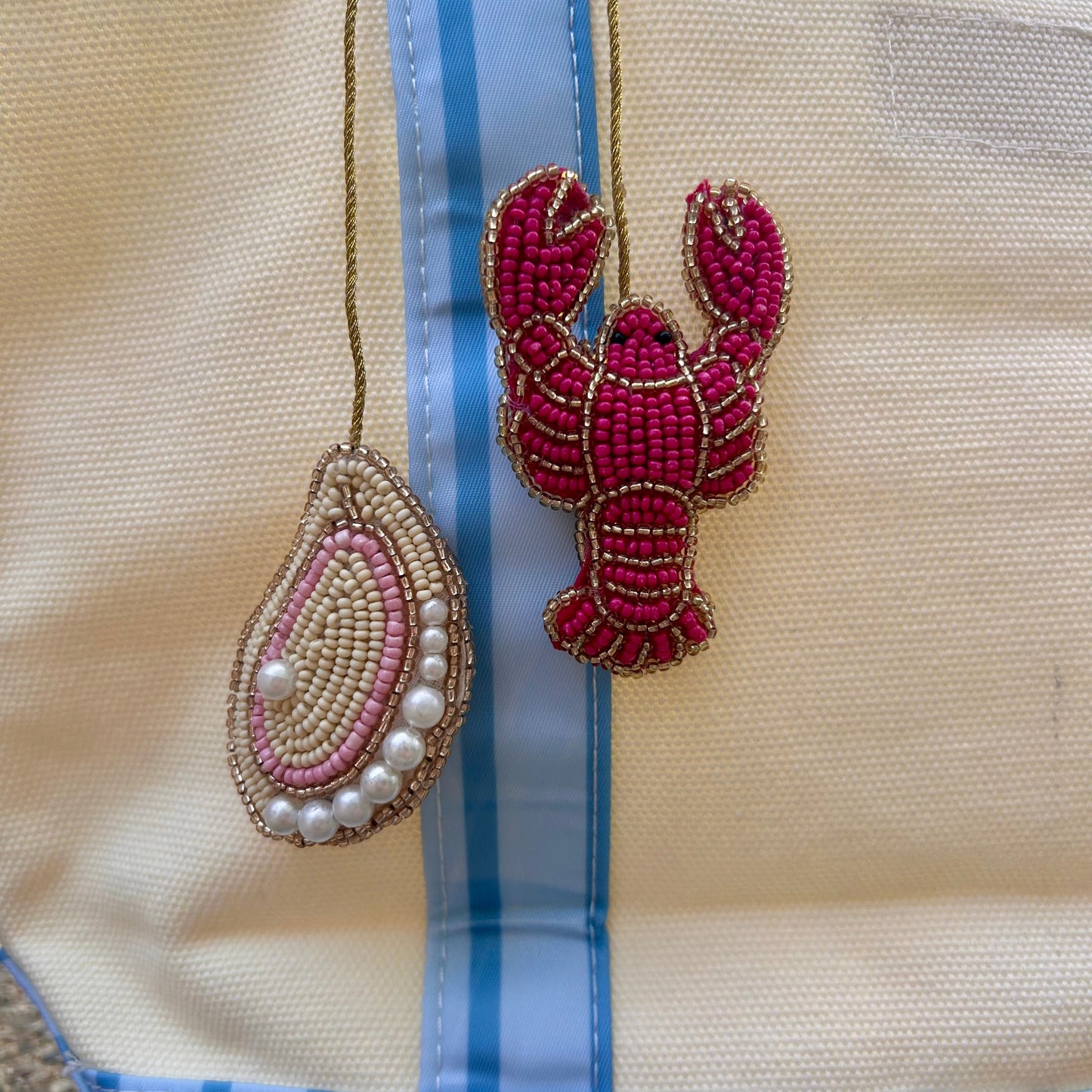 Lobster / Oyster Beaded Bag Charm