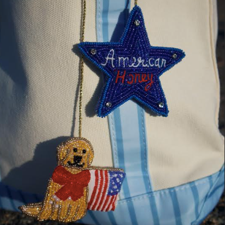 American Honey / Golden Retriever Beaded Bag Charm