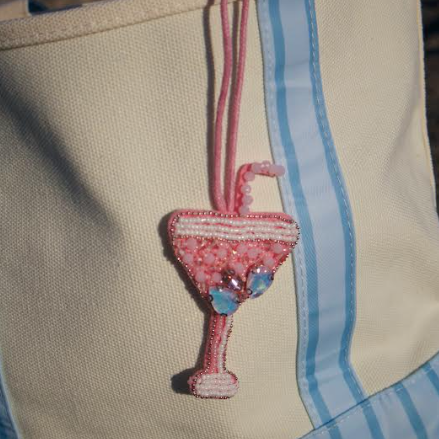 Pink Martini Beaded Bag Charm