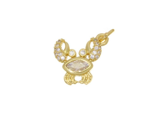 Gold CZ Crab Charm