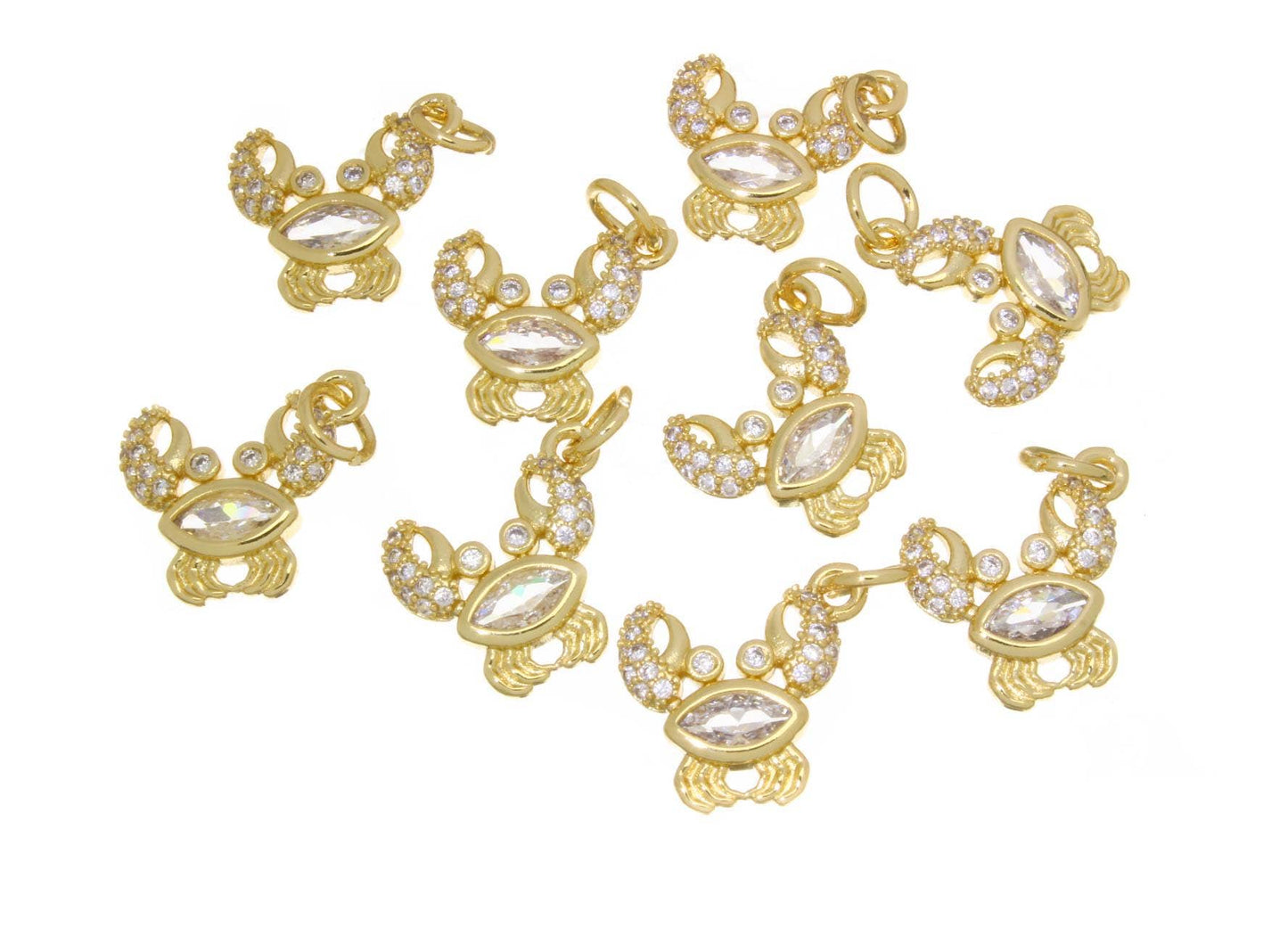 Gold CZ Crab Charm
