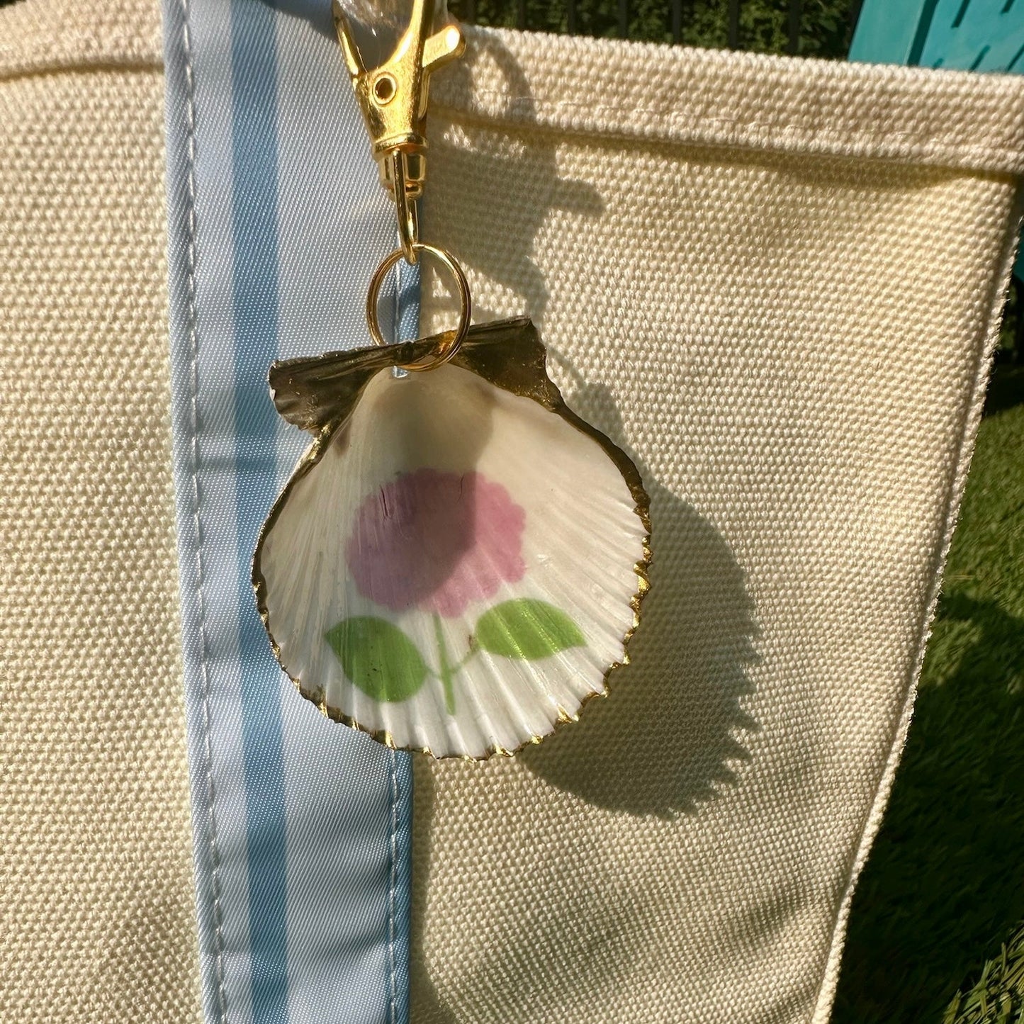 Pink Hydrangea Shell Bag Charm